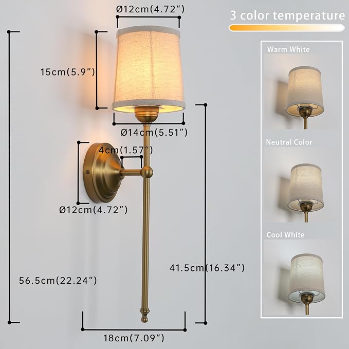 Battery Operated Sconces Wall Lighting Set of 2 with Fabric Shade | Linen Cloth Wall Sconces RGB Color Changing USB Rechargeable Wall Mounted Lamp for Living Room Bedside Nightstand Light