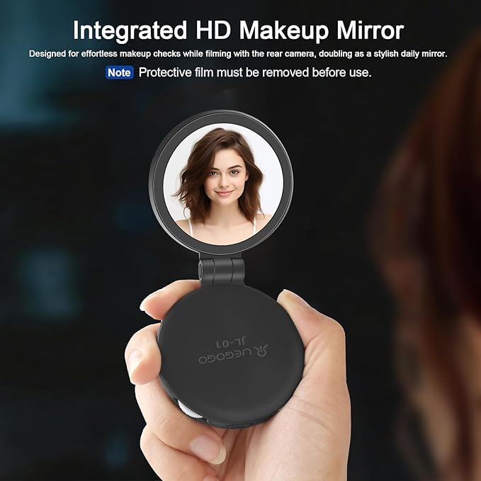UEGOGO Magnetic Selfie Light with Mirror for iPhone, MagSafe Compatible LED Fill Light, CRI≥95, Foldable LED Phone Ring Light for Makeup, Photography, Video Calls & Vlogging