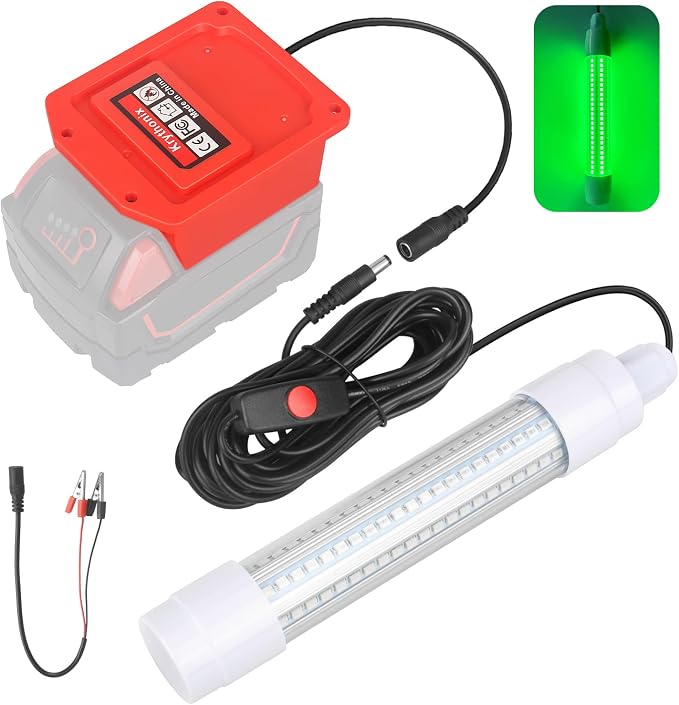 Underwater Fishing Light Compatible with Milwaukee Batt Tool Only | Green Fishing Light LED Underwater For Crappie And Squid Attaracting,13W,1512 lumens,Green Dock Light(No Battery)