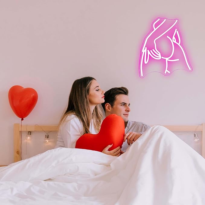 Pretty Ladies Body Neon Sign, Woman Body Neon Light,Lady Buttocks Neon Sign, Aesthetic Pink Ass Line Art Neon Light, USB Powered for Bachelor Club Garage Party Bedroom Bar Shop Logo Business Signs