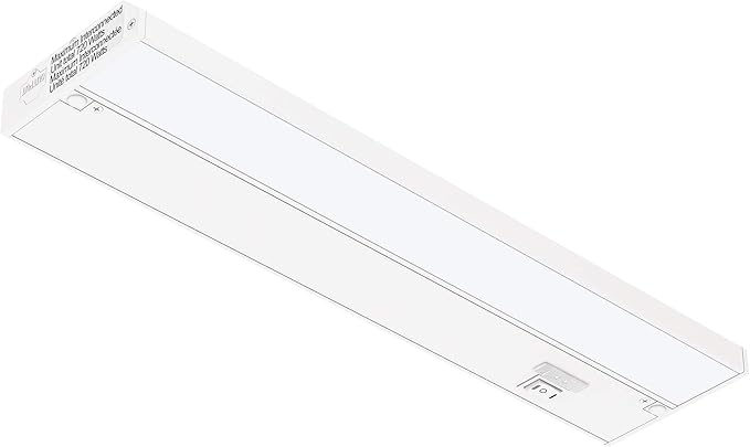 Getinlight 18-inch 3 Color Levels LED Under Cabinet Lighting, Hardwired or Plugged-in, Selectable White 2700K/3000K/4000K, Dimmable, White Finished, IN-0210-2