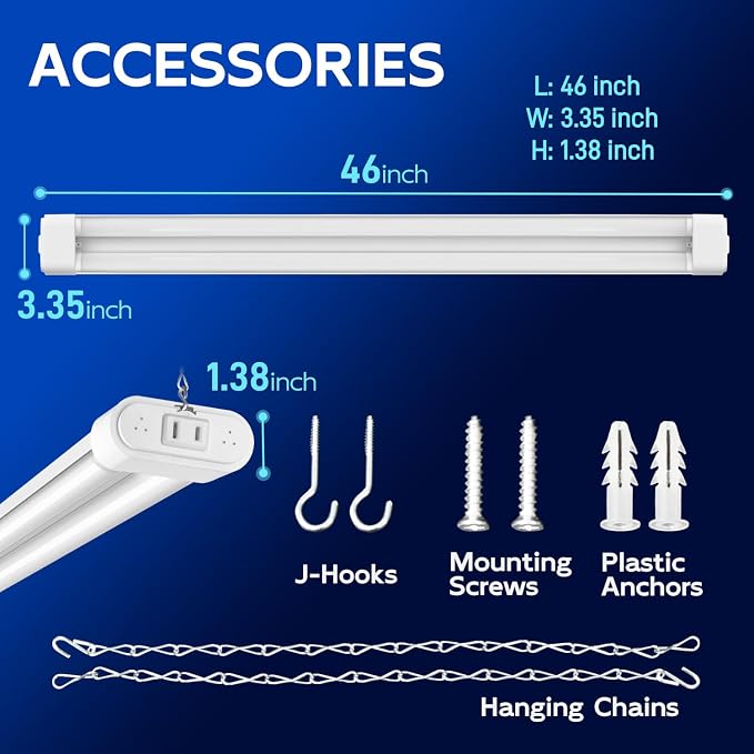 hykolity 4FT Linkable LED Shop Light,44W 4600LM 5000K Daylight,4 Pack | Surface Mount Utility Light, Daisy Chain Shop Lights for Garage,Workshop,Warehouse,Basement,White