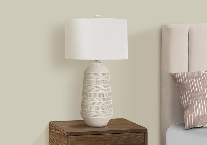 Monarch Specialties I 9613 LightingTable Lamp, Ivory/Cream Shade, Cream Ceramic, Contemporary