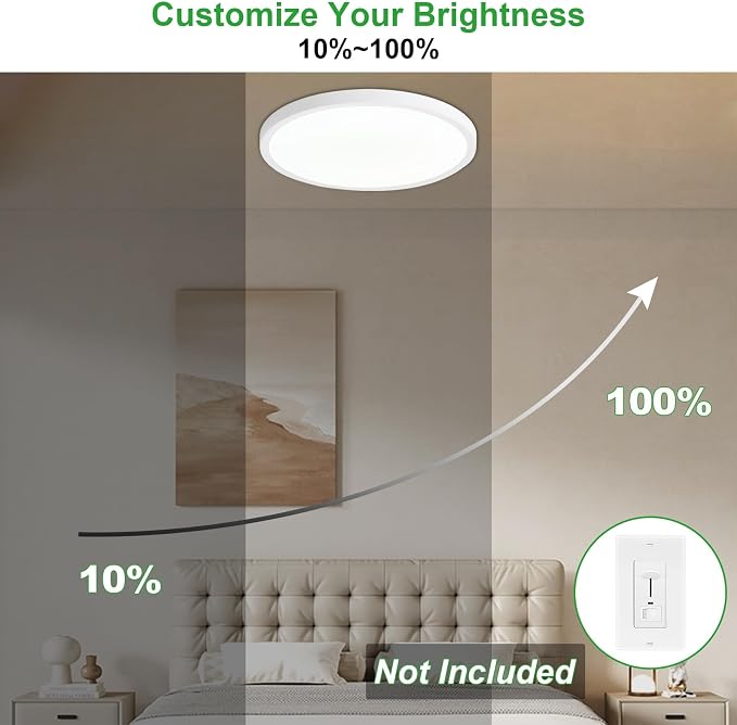 6Pack LED Flush Mount Ceiling Light: 12 inch Super Slim 5000K Dimmable Kitchen Lighting Fixtures Ceiling - 24W White Low Profile Ceiling Lamp for Bedroom Garage Hallway