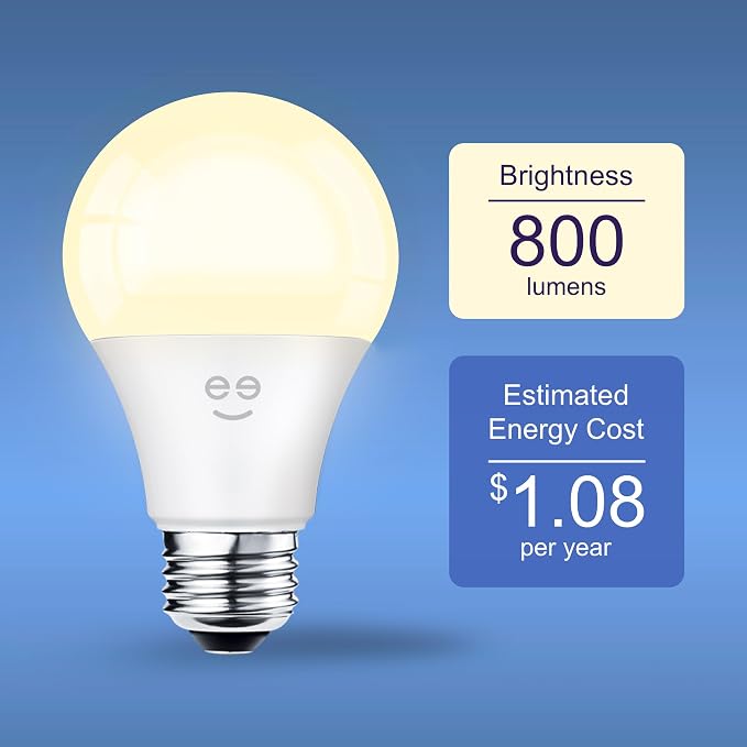 Geeni Smart LED Light Bulb A19 Wi-Fi Dimmable Soft White 800 Lumens, 3-Pack | Dimmable, no hub required, works with Alexa & Google Home