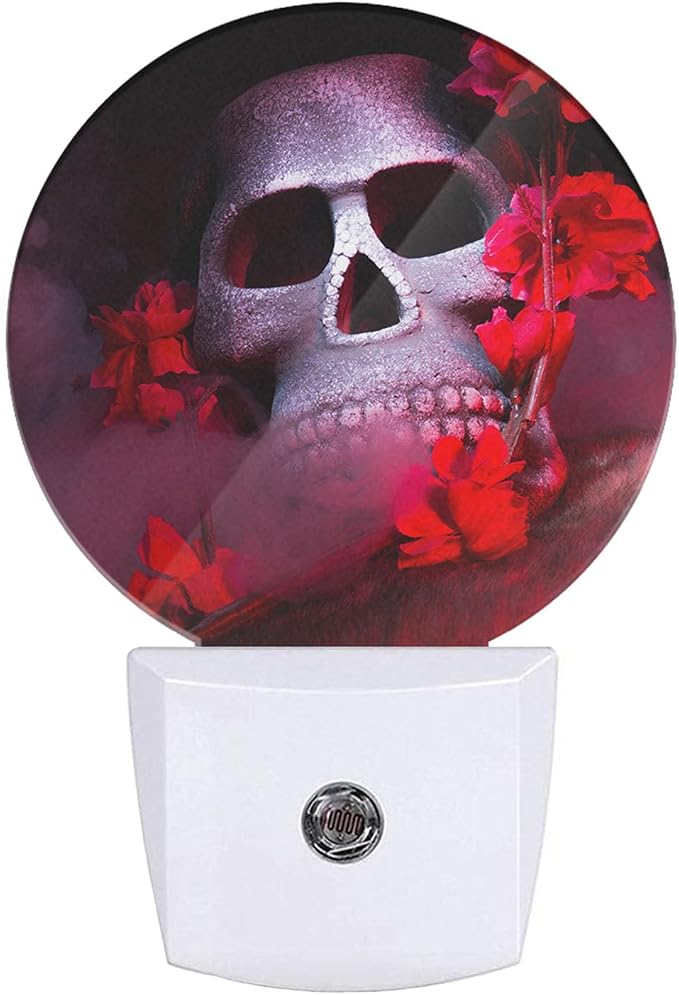 Red Plug-in Nightlight Spider Skull Decorative Night Light Auto Sensor Energy Efficient Dusk to Dawn LED Lighting Home Decor