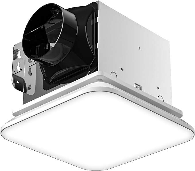 Fitop Bathroom Exhaust Fan with Light, 1.0 Sones 110 CFM 43W 1200LM | No attic installation required, ETL, Ceiling-Mounted Shower Ventilation Exhaust Fan with Light, Bathroom Vent with Light