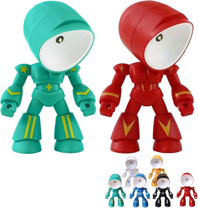 2PCS Lonely Robot Cartoon Cute Robot Design Companion Table Light, LED Mini Night Light, Mini Portable, for Bedroom Office, Thanksgiving Gifts (2pcs-I)