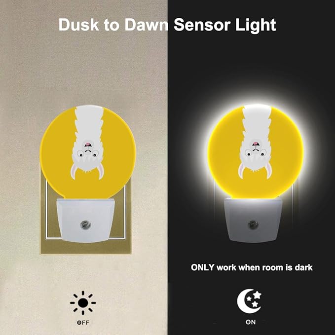 EKOBLA Llama Night Lights Plug into Wall Cute Animal LED Dusk to Dawn Plug-in Nightlights Auto Sensor for Home Indoor Bathroom Hallway Kitchen