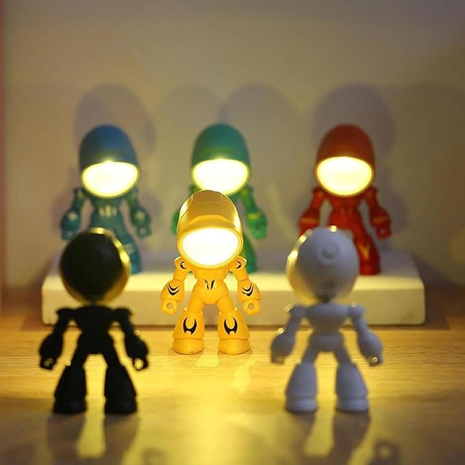 LED Mini Night Light,Adjustable Cute Cartoon Robot Companion Table Light,Bedside Reading Book Lamp for Bedroom,Office,Thanksgiving Gifts