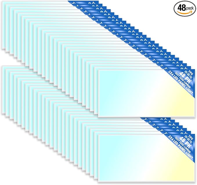 48Pack 2x4 LED Panel Light 5CCT Selectable Drop Ceiling Light Fixture | 5CCT Selectable 3000K-6500K,5 Wattage Adjustable 30W-72W,ETL Listed Commercial Fixture,Backlit LED Panel Design