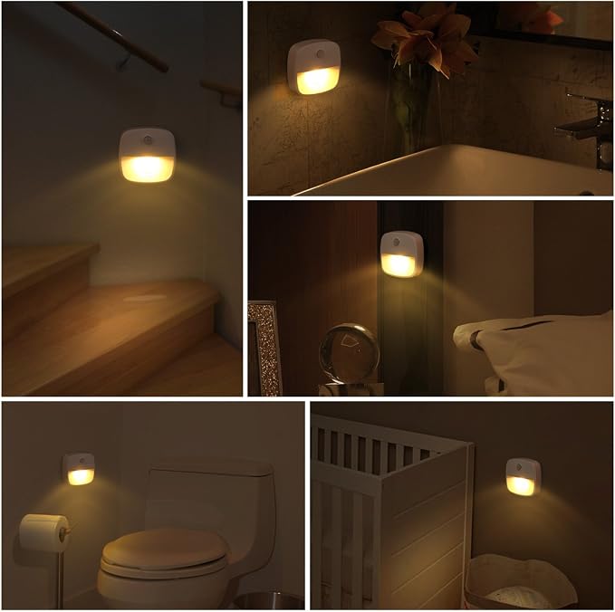 AMIR Upgraded Motion Sensor Stair Light Indoor (Warm White - Pack of 3) | Battery Operated, Cordless Stick-On LED Night Light for Closet, Hallway, Bathroom, Kitchen, Cabinet, Energy Efficient