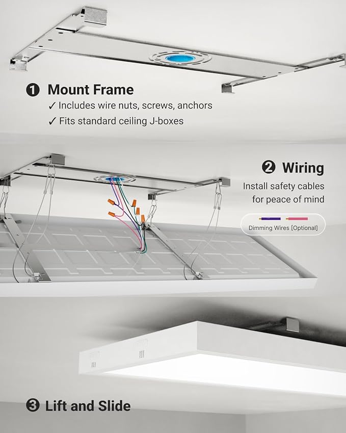 Sunco 1x4 LED Flat Panel Light, Dual Selectable CCT 3500K/4000K/5000K & Selectable Wattage 30W/40W/50W, 5700LM, 0-10V Dimming, Surface Mount, Matte White Drop Ceiling Fixture - UL, DLC