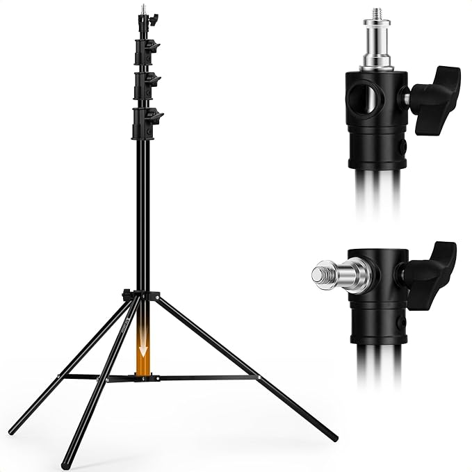 K&F CONCEPT Air Cushioned Light Stand, 53-157" Height, 1/4"-3/8" Adapter | 13.1ft Heavy Duty Photography Tripod Stand, Max Load 17.6 lbs, Sandbag Included for Studio Softbox COB Light, TL15