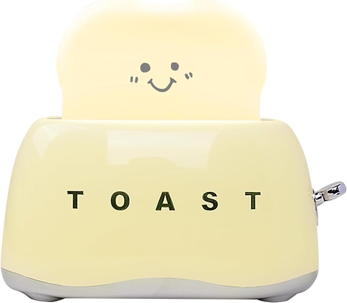 Cute Cartoon Toaster Night Light Table Lamp Desktop Lighting Ornaments Nursery Kids Toys LED Nightlight Gifts Bedroom Decor Yellow