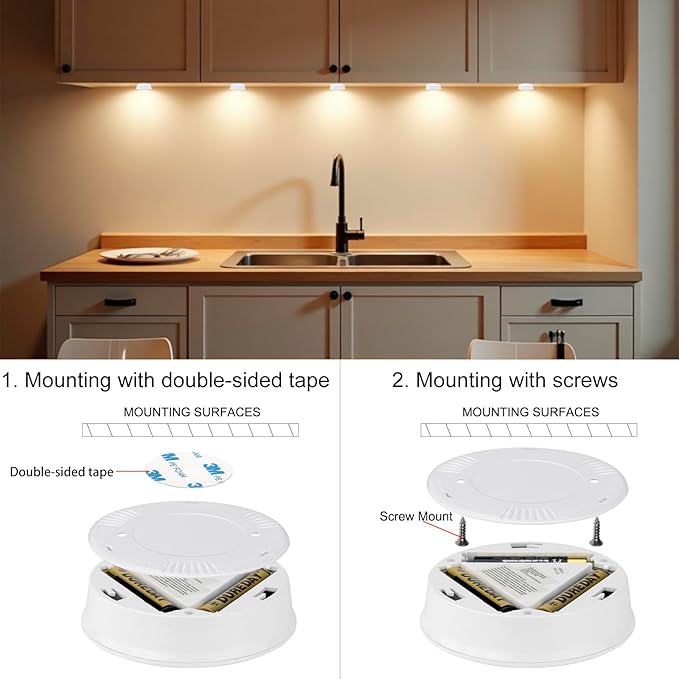 Puck Lights with Remote , Wireless Under Cabinet Lighting,Color Changing Tap Lights with Dimmer and Timer, AAA Battery Operated Light Push Lights Stick on for Closet, Bedroom Wall, Under Cabinet