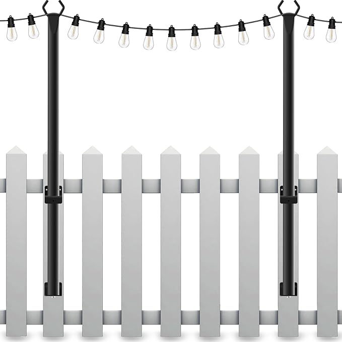 10 Pack String Light Poles,10 Ft Light Poles for Outside String Lights,Outdoor Lights Pole with Fork,Metal Poles Stand for Patio Deck Backyard (5FT 2 Pack)
