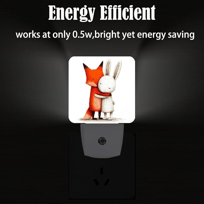 Fox and Hare Night Light，Plug-in Nightlights Auto Sensor Night Lamp Dusk-to-Dawn Lamp Home Decor for Nursery Children Girls Boys
