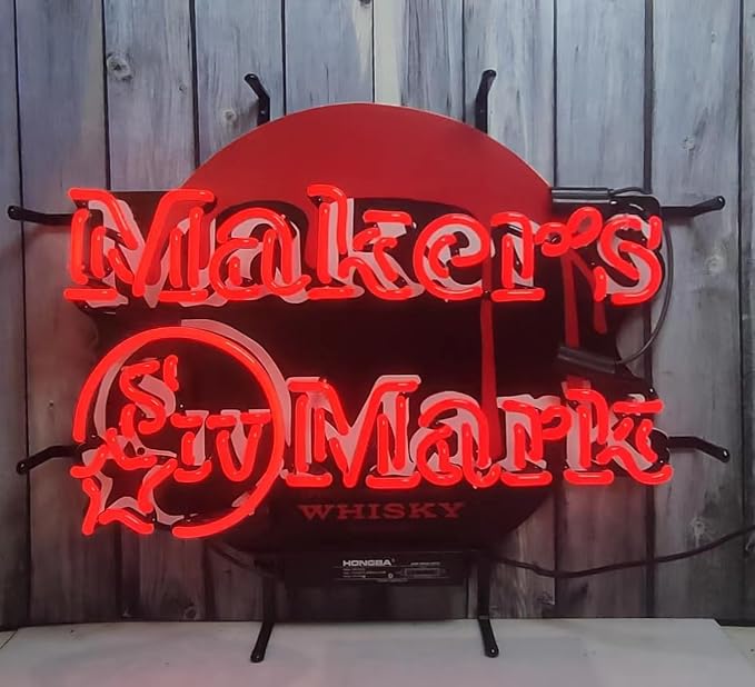 Neon Signs Beer Bar Bedroom Compatible For inin Makers Mark Light Sign Glass Neon Signs for Office Hotel Pub Cafe Man Cave Neon Light Art Wall Lights 24 X 20 Inches