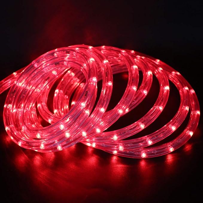 2-Wire Waterproof LED Rope Light Kit, 1/2" Rope Light Outdoor, 110V-120V PVC 30 LED/M Tube Lights Strip for Background, Outdoor, Christmas, Home Decoration (9.9ft/3m, Red)