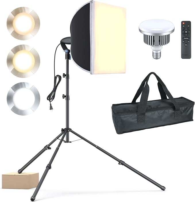 LINCO 16"x16" Softbox Lighting Kit with 85W LED Bulb & Adjustable Tripod | Professional photography lighting kit, ideal for photo light studio, video recording & live streaming