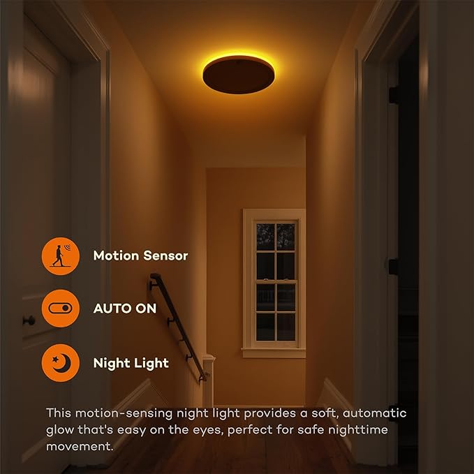 2Pack Motion Sensor Ceiling Light with Remote, Night Light 2000K, 8.7 Inch Wired Flush Mount 3000K/4000K/5000K, 1800LM Dimmable Motion Sensor Light Indoor for Closet Hallway Stairs White