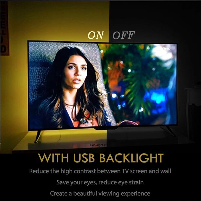 USB Powered RGB LED Strip Lights for 50 55 Inches TV Backlights Kit | Behind TV Vibrant Color Led Lighting Reduces Eye Strain Cover All 4 Sides RF Remote Game Room Movie Theater Man Cave Decor