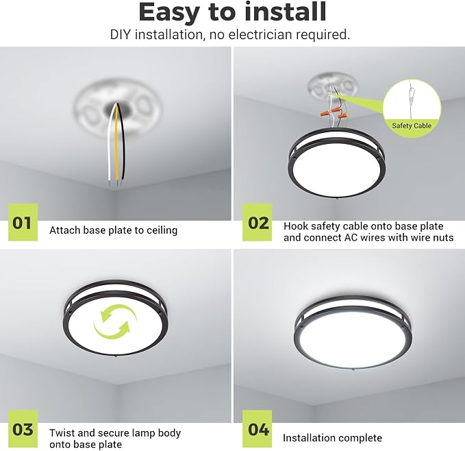 hepside 13inch Flush Mount Ceiling Light Fixture 2 Pack, Dimmable & 5 Color Temperatures Ceiling Light, 24W 3000K 3500K 4000K 5000K 6500K Adjustable Ceiling Lamps for Bathroom Bedroom Hallway