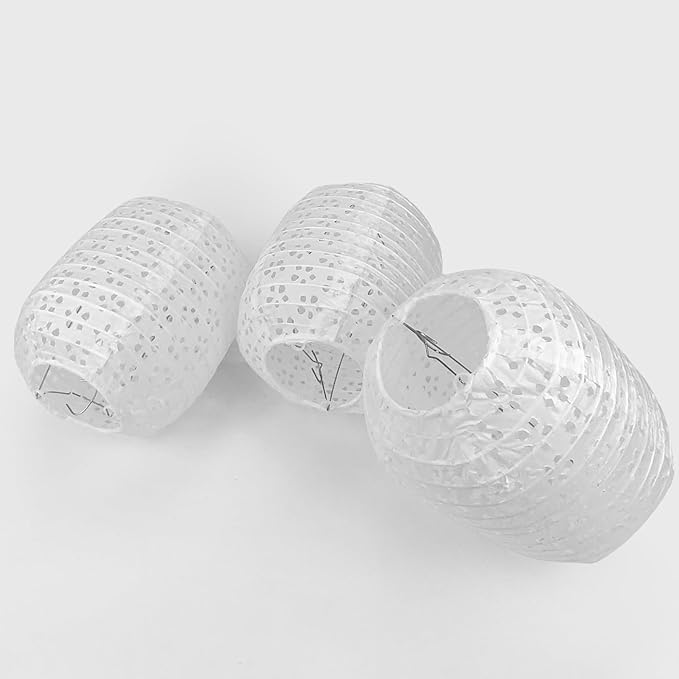 12Pack White Paper Lanterns Decorative Chinese Japanese Hanging Paper Lanterns Party Decorations 6.3Inch Oval Hollow Lamps for Valentines Wedding Anniversary Baby Shower Outdoor Indoor Birthday Decor