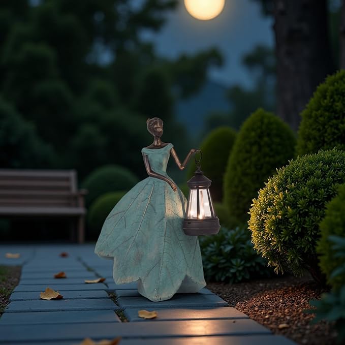 Guichifun Fairy Statues Garden Decor with Solar Lights Gifts for Women | Resin Garden Statues, Outdoor Decor, Patio Yard Lawn Decor, Housewarming Gardening Gifts for Mom, 7.4 x 5.3 x 12 Inch