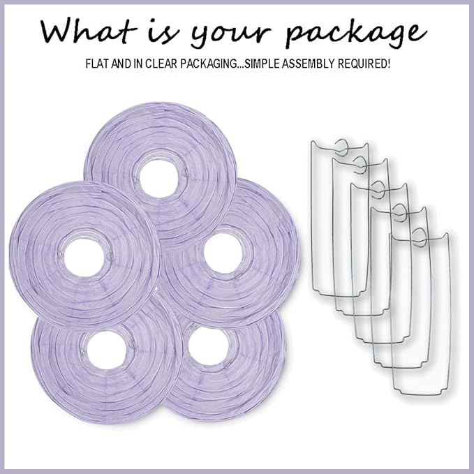10 Inch Purple Chinese Japanese Paper Lantern Lamp(Set of 5, Purple)