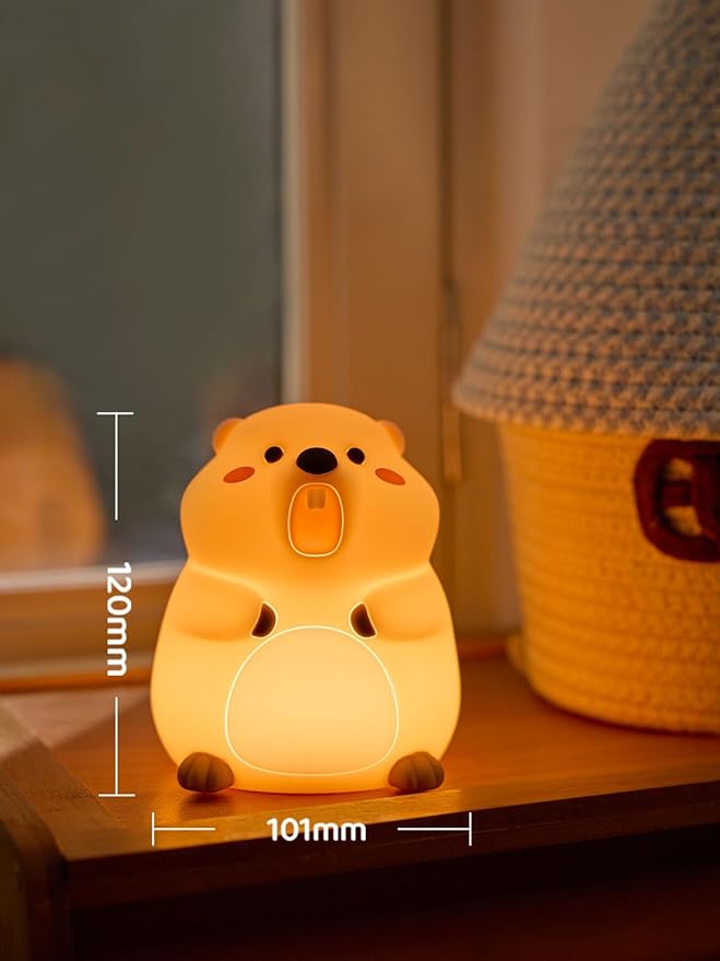 Cute Groundhog Night Light, Squishy Groundhog Novelty Animal Lamp, 3 Level Dimmable Nursery Nightlight with Timer, Food Grade Silicone Touch Night Light Fun Gifts for Kids Boys Girls Baby