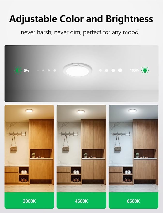 Bojim Rechargeable Motion Sensor Ceiling Light with Remote Battery Operated | 4 Pack Magnetic Wireless Stick On Light No Wiring Renter Friendly for Closet Bedroom Hallway lámparas recargables para techo