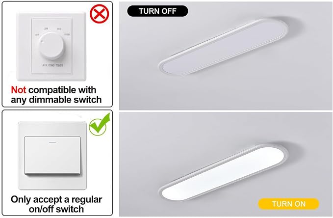 27.6 Inch LED Ceiling Light, High Brightness Linear Ceiling Lamps,6000K Cool White Modern Ultra Thin Low Profile Light Fixture for Bedroom Kitchen Study Room Hallway,White/36W