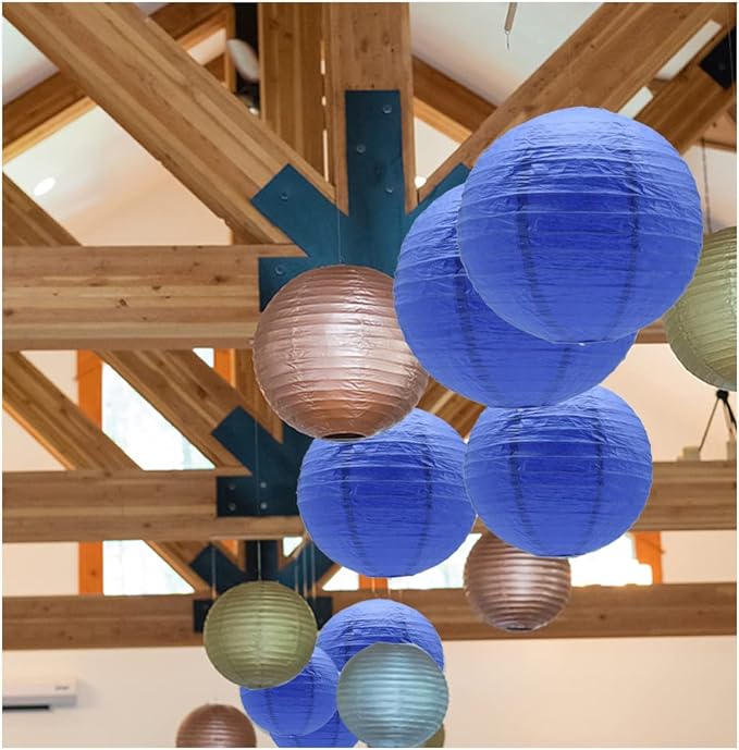 3pcs Paper Lanterns Decorative Round Chinese Paper Lanterns for Birthday Halloween Wedding Baby Bridal Shower Home Decor Party Decoration (12in/Jewel Blue)