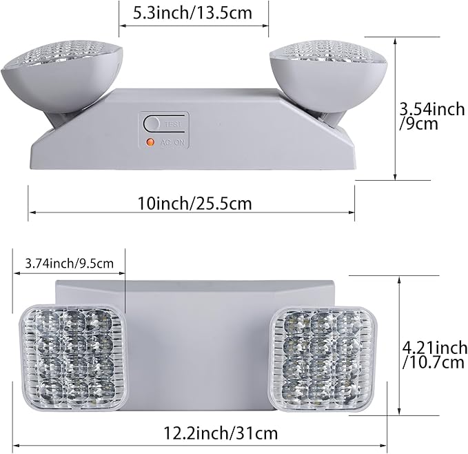 LED Emergency Lights with Plug in Cord for Business Home Power Failure,300lm 4Hours Emergency Exit Lighting Fixtures with Battery Backup,UL 924 AC85-277V