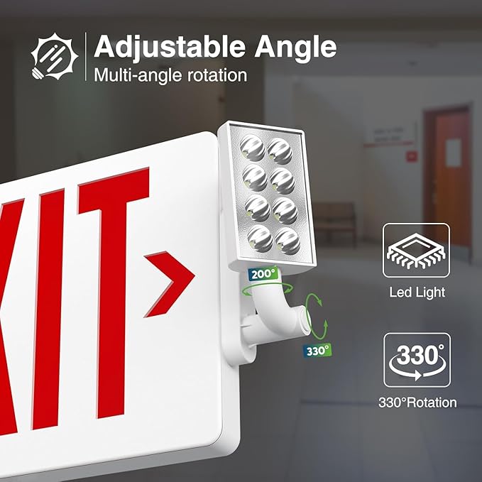 FREELICHT 12 Pack Double-Sided Exit Sign with Emergency Lights, LED Adjustable LED Emergency Exit Lights with Battery Backup, Hard Wired,UL Certified, AC 120/277V