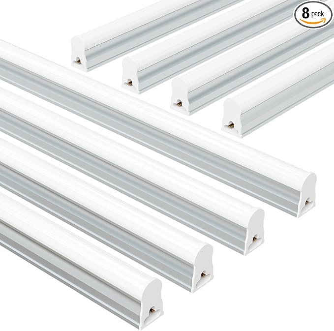 4FT LED Shop Lights (8 Pack), 2000LM 6500K Super Bright White T5 Commercial Lights, 20W Linkable Utility Integrated Single Fixture for Gym/Garage/Ceiling/Under Cabinet, Plug & Play