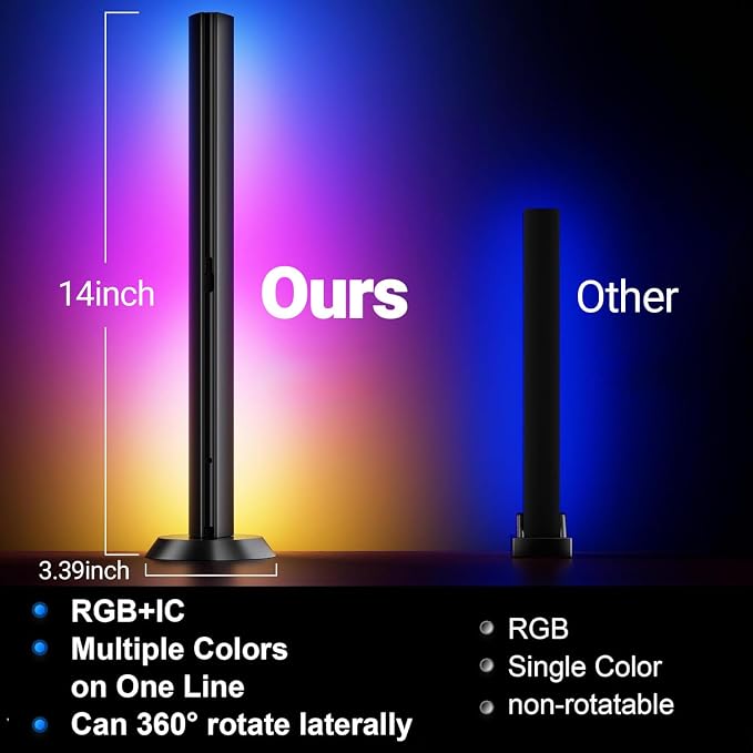 DAYBETTER Smart LED Light Bars,RGBICWW TV Light Bar for Living Room,Gaming | Remote and App Control,Color Changing,Timing,TV Backlights with Scene and Music Modes,Multiple Placement Options,Black