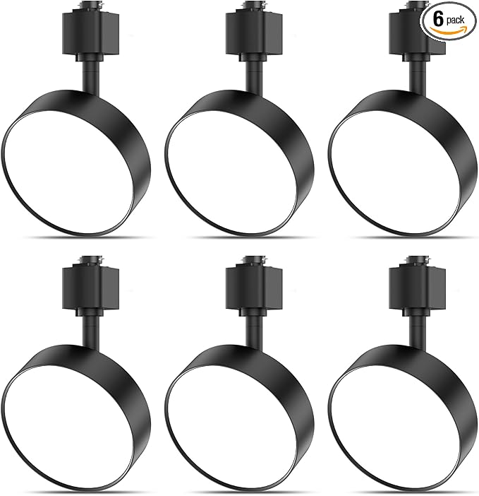 Diffuse J Type Track Lighting Heads LED Track Light Heads Dimmable Kitchen Track Lighting Fixtures Ceiling, Compatible with J Track Rails - Flicker Free CRI90+ 3000K 12W 1000lm, 6 Pack Black