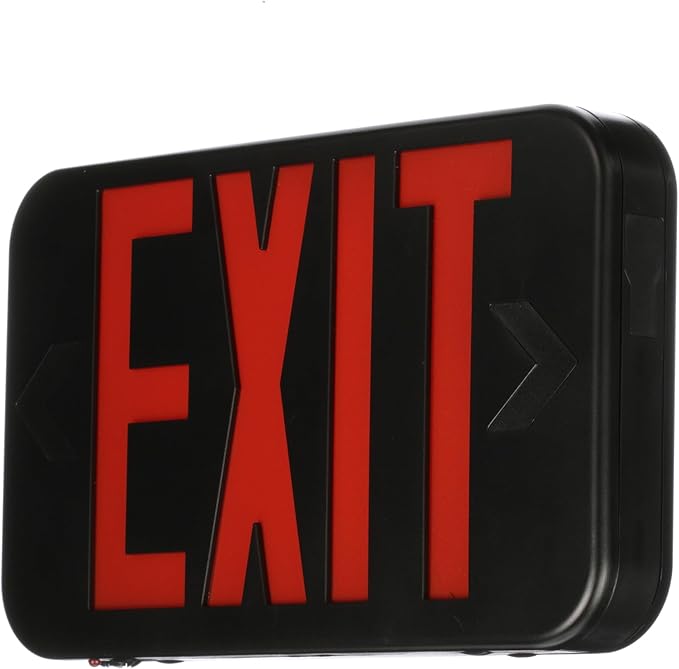 Lithonia Lighting EXRG B EL M6 LED Exit Sign with Switchable Red and Green Letters, California Certified, Nickel Metal Hydride Battery, Black