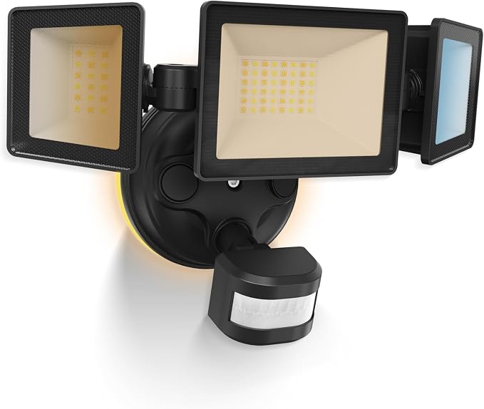 ALUSSO Motion Sensor Outdoor Lights , 40W 4500LM Flood Lights Outdoor 120V | Night Light 2400K/3000K/4000K/6500K 3 Modes (Dusk to Dawn/Auto/On Time), Waterproof Hardwired Security Light ETL Listed, 1PC