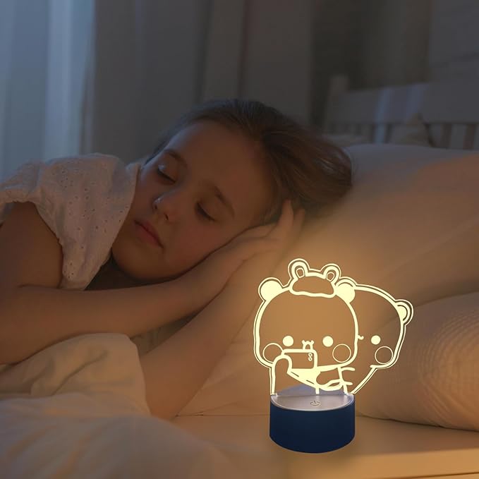3D Night Light Gifts, Bear Shaped Table Lamp with Remote Control Gifts for Girls Birthday Christmas Valentine (Style 1)