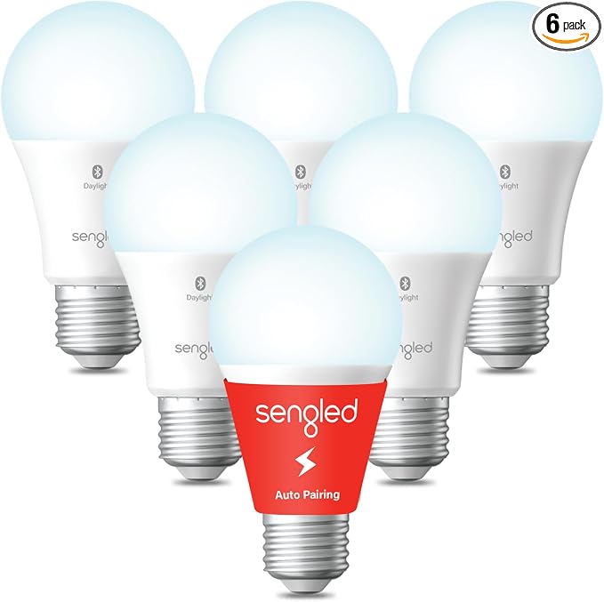 Sengled Alexa Light Bulb, Smart Light Bulbs That Compatible with Alexa Only, Bluetooth Mesh Standard A19 E26 Dimmable LED Bulb Daylight 5000K, 60W Equivalent 800LM, High CRI, High Brightness, 6 Pack