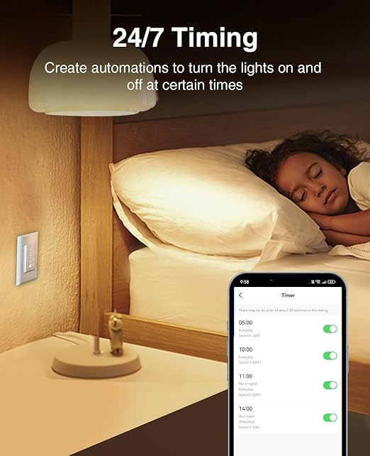 GHome Smart Dimmer Switch, Single Pole, 2.4GHz WiFi Dimmer Light Switch Works with Alexa and Google Home, Voice & APP Remote Control | Timer & Schedule | UL FCC Certified, Neutral Wire Required, White