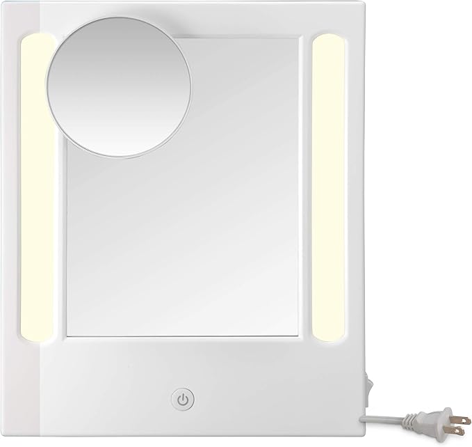 Conair Lighted Makeup Mirror, LED Vanity Mirror, 1X/5X Magnifying Mirror, Corded in Glossy White