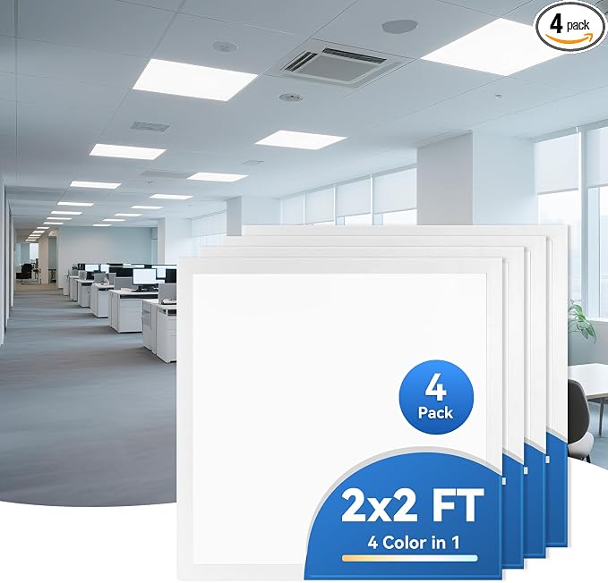 CycevSun 2x2 LED Flat Panel Light - Drop Ceiling, 30/40/50W, 5500LM 4-Pack | 4CCT 3000K 4000K 5000K 6000K Switchable, 0-10V Dimmable, 100-277V, ETL, 5-Year Service, Office, Classroom, Commercial
