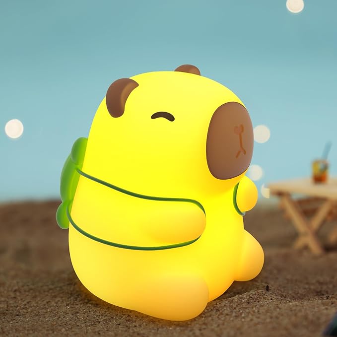 Cute Capybara Night Light, LED Squishy Novelty Animal Lamp,7 Colors Dimmable Capybara Nursery Night Light for Kids Sleeping,Rechargeable Touch Lamps, Kawaii Room Dorm Decor, Funny Gift