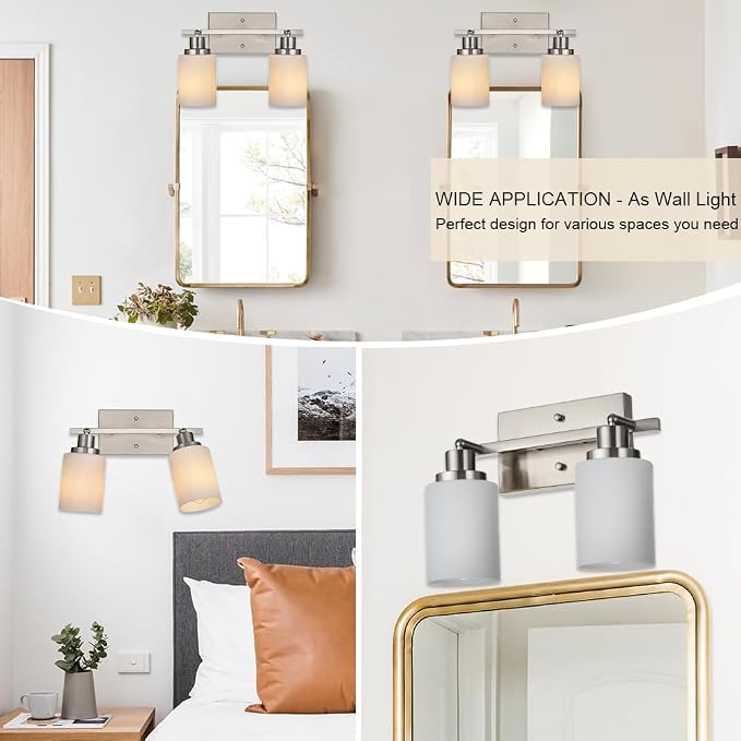2-Light Track Light Fixtures Wall Sconce Lighting, Brushed Nickel Spotlight for Kitchen Living Room Dining Room Hallway, E26 Bulb Base