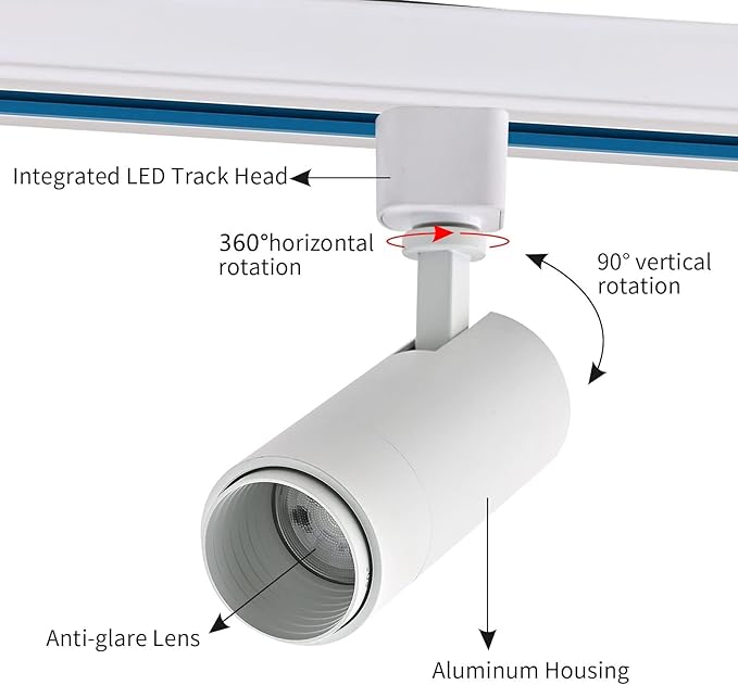 5CCT LED Track Lighting Heads 12W Dimmable,Zoomable Beam15°/24°/36°/45°/60°,2700K/3000K/3500K/4000K/5000K,Single Circuit H Track Lighting Heads Ceiling Fixtures Art Lighting (5CCT-White)